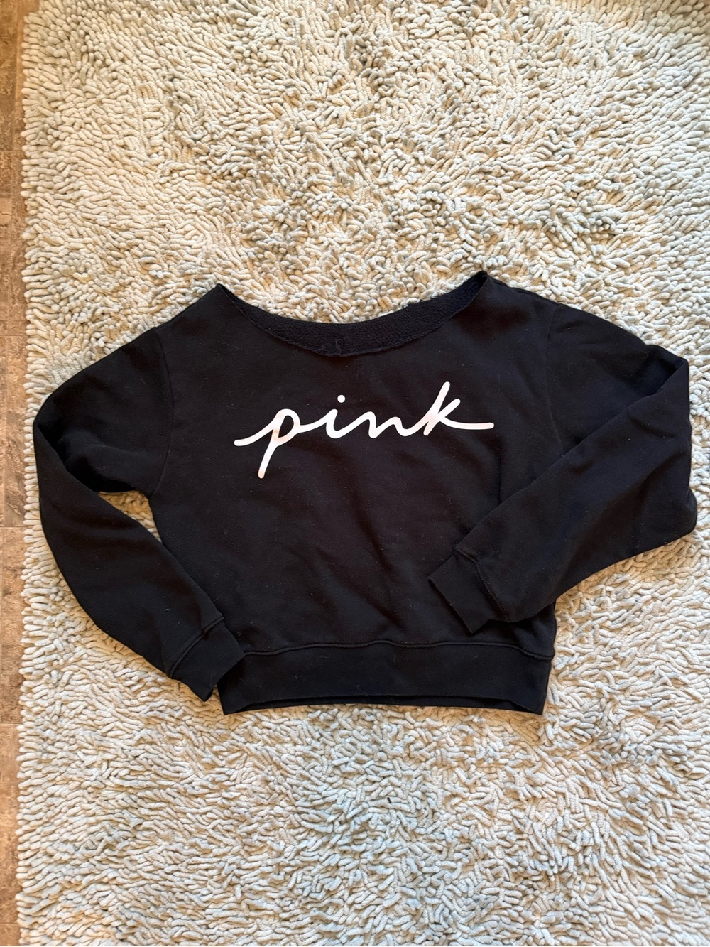 PINK Victoria's Secret Black & White Logo Crop Sweatshirt Small